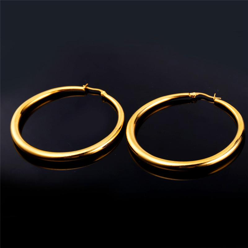 Big Earrings New Trendy Stainless Steel18K Real Gold Plated Fashion Jewelry Round Large Size Hoop Earrings for Women9984817