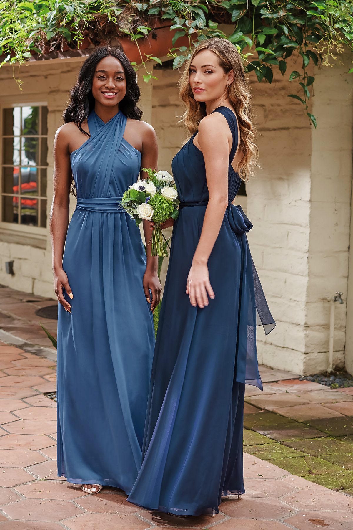 New Jasmine Bridesmaid Dresses Chiffon Halter Ruffles Ankle Length Plus Size Maid Of Honor Gowns Wedding Guests Robes