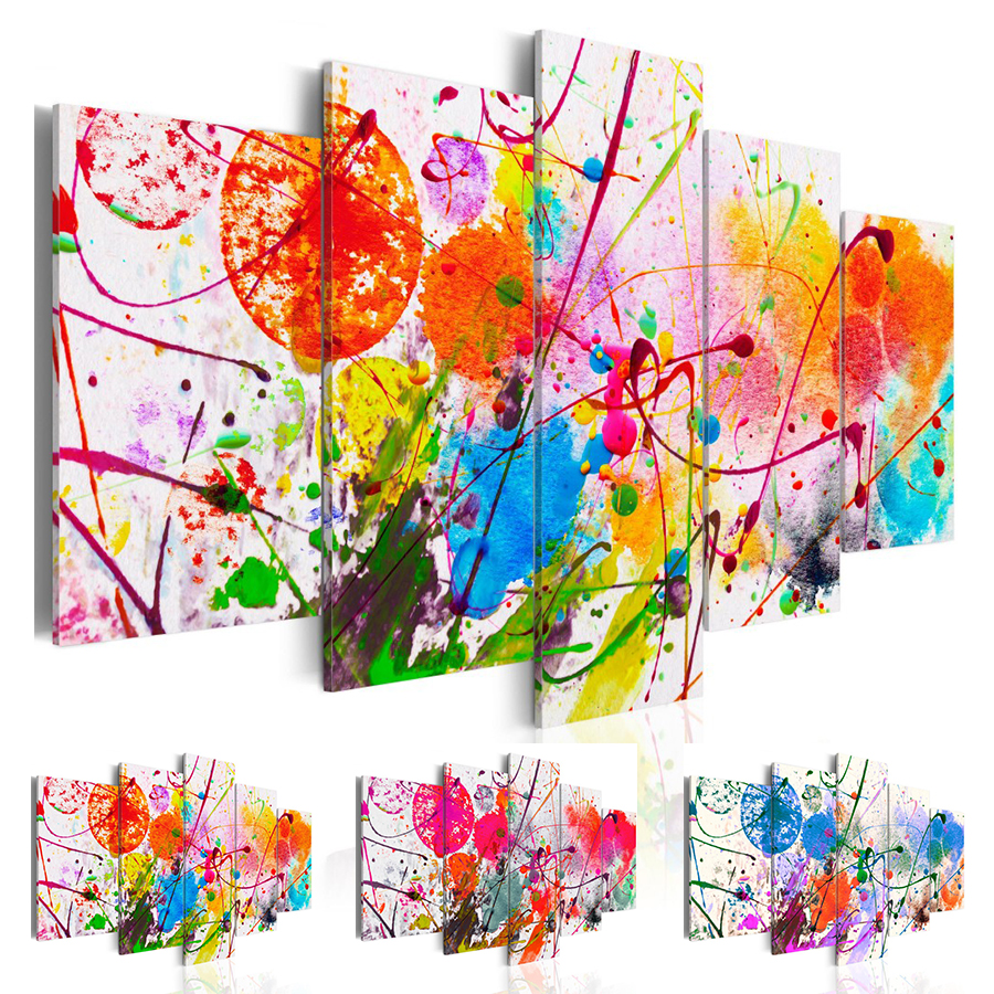 ( No Frame ) Canvas Print Colorful Watercolor Abstract Design for Home Decoration Modern Fashion Large Painting Choose Color & Size