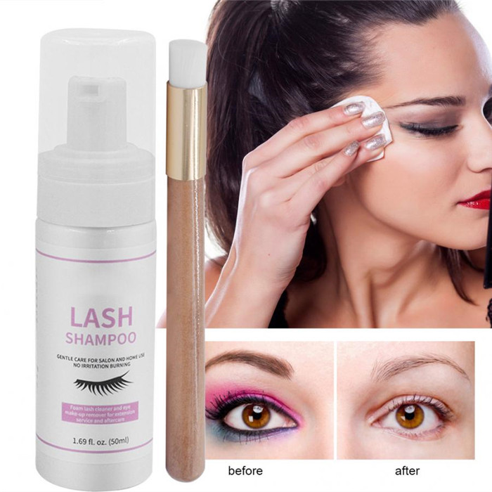 

Melao 50ml Lash Shampoo Foam Cleaner Individual Eyelash Extension Cleanser Professional Eyelashes Foaming Mild Makeup Remover with Brush