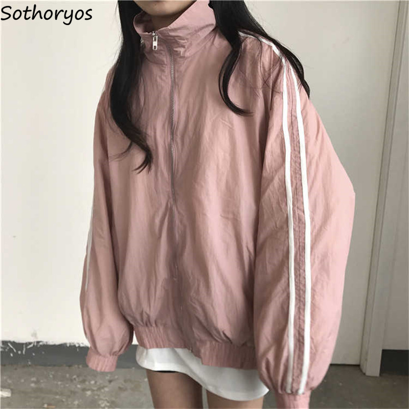 

Basic Jackets Women Hip Hop Loose Couple Clothes Zipper Harajuku Pockets Ulzzang Korean Style Womens Windproof Womens Jacket, Burgundy single laye