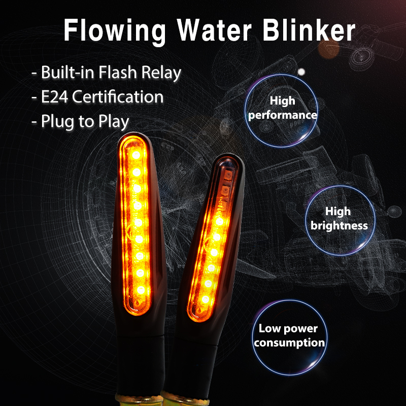 4PCS Motorcycle Turn Signals Light E24 Motorcycles Flowing Water Blinker Flashing Indicator Bendable Tail Stop Signal