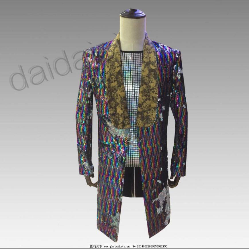 New Men Sequins Disco Bar Singer Blazers Coat Long Ceremonial Costume Host Formal Dress blazer masculino slim fit, Picture color
New Men Sequins Disco Bar Singer Blazers Coat Long Ceremonial Costume Host Formal Dress blazer masculino slim fit, Picture color