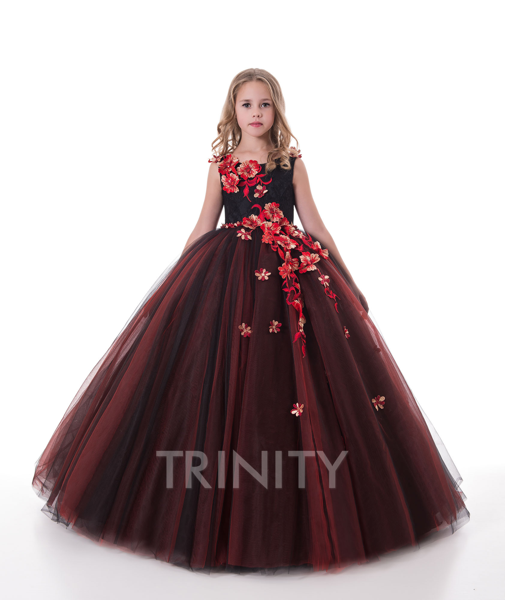 Pretty Rusty Black Embroidery Girl's Pageant Dresses Flower Girl Dresses Holidays/Birthday Skirt Princess Skirt Custom Size 2-14 F110140