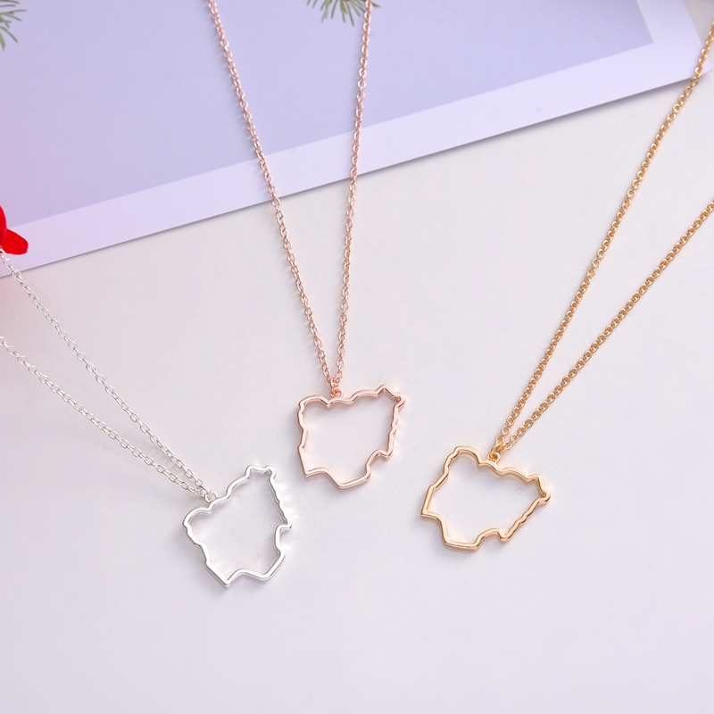 5PCS Outline Federal Republic of Nigeria Map Necklace Africa Country Nigerian Continent Pendant Chain Necklaces for Women Jewelry