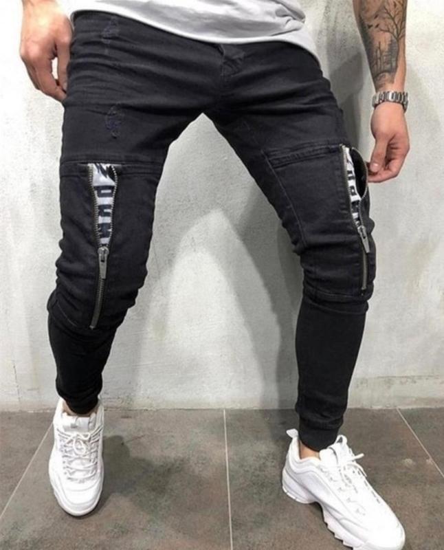 Men's Jeans Mens Skinny Slim Fit Ripped Big And Tall Stretch Blue For Men Distressed Elastic Waist M-3XL