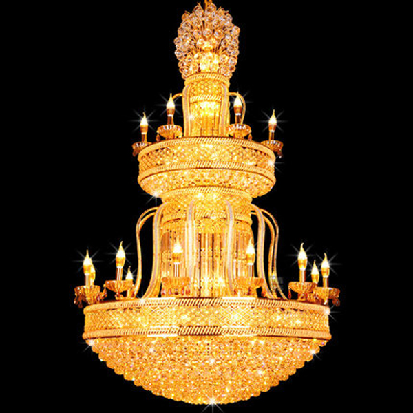 European Golden Crystal Chandelier LED Light Luxurious Modern Chandeliers Lights Fixture Home Villa Hotel Lobby Hall Parolor Big Long Hanging Lamps Dr