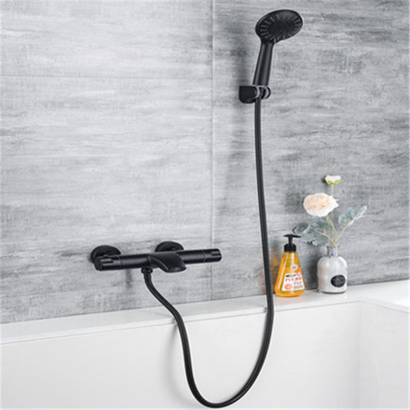 Brass Constant temperature Bathtub Faucet Wall Mounted Bathroom Mixer Tap With Handheld Shower Faucets Set Brushed Gold/Black