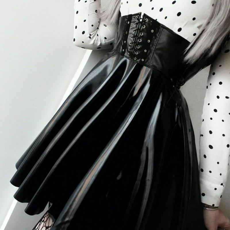Women' Skirts Winter High Waist Black PU Leather Skirts Fashion Mini Pleated, As pic
Women' Skirts Winter High Waist Black PU Leather Skirts Fashion Mini Pleated, As pic