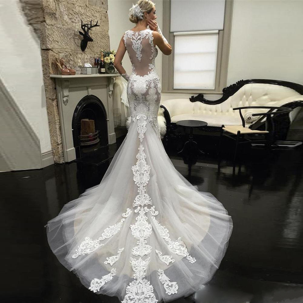 Vintage Berta Mermaid Wedding Dresse With Glove Sexy Spaghetti Strap Lace Appliqued Sweep Train Bridal Gowns Vestidos De Novia