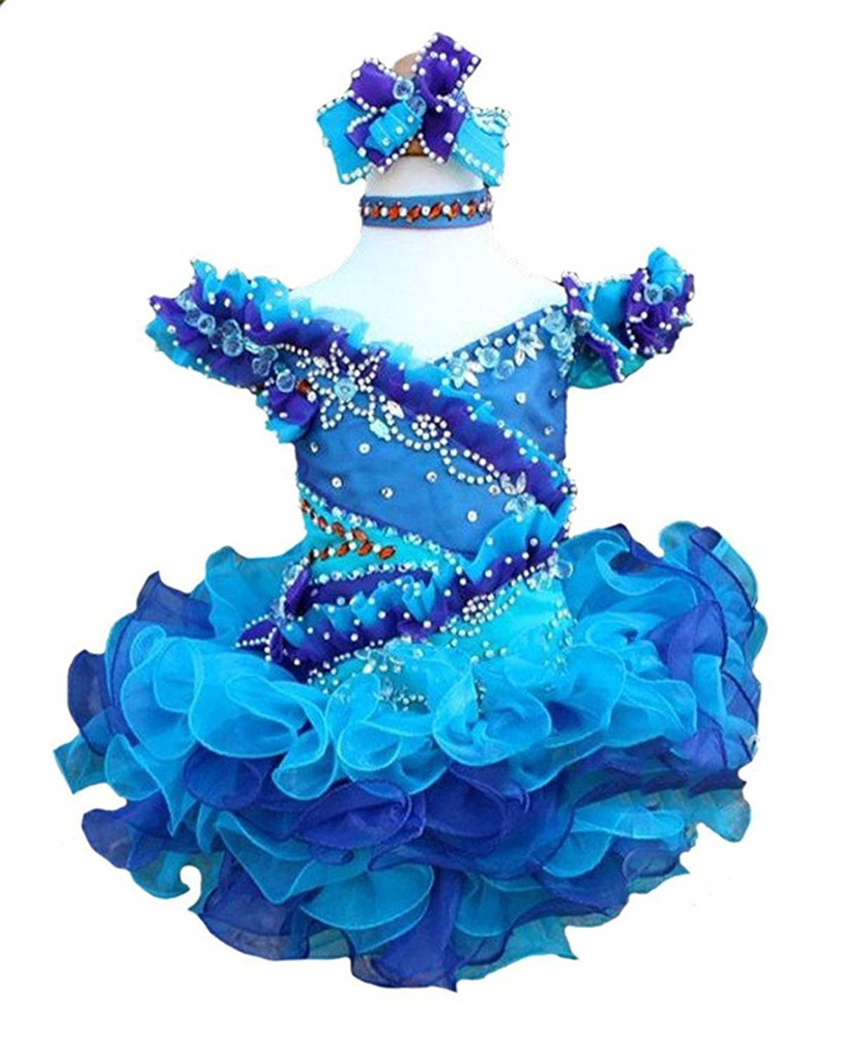 Baby Girls Crystal Beadings Pageant Cupcake dress Toddler Mini Tutu Short Gowns Formal Occasion Party Dress