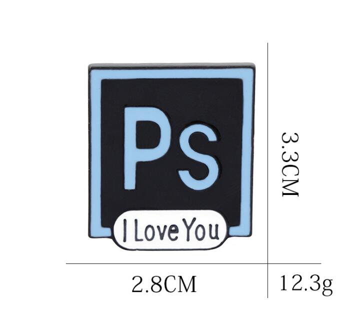 European and American fashion hot creative Photoshop T love you PS brooch clothing accessories bag accessories WY797