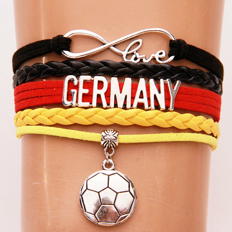 Infinity Love Germany Bracelets Bangles Soccer Charm Braided Pu Leather Bracelet Jewelry For Women Men Hot Drop Shipping
Infinity Love Germany Bracelets Bangles Soccer Charm Braided Pu Leather Bracelet Jewelry For Women Men Hot Drop Shipping