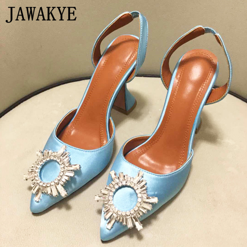 Crystal Buckle Party Dress Slingback Pumps Women Sky Blue Satin Strange High Heel Sandals Sexy Pointed Toe Wedding Shoes Woman, Clear
Crystal Buckle Party Dress Slingback Pumps Women Sky Blue Satin Strange High Heel Sandals Sexy Pointed Toe Wedding Shoes Woman, Clear