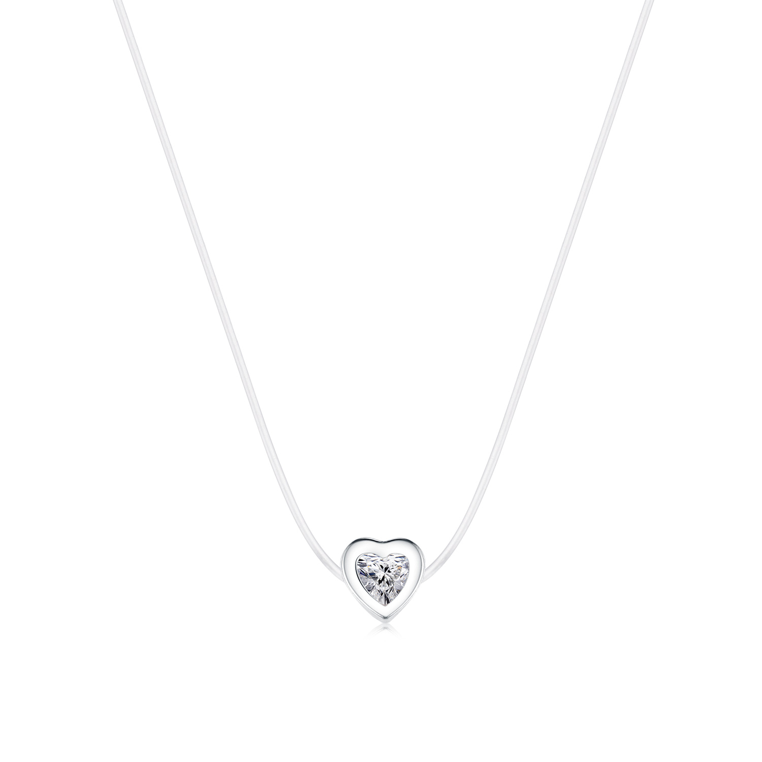 Fashion Transparent Fishing Line Necklace Silver Invisible Chain Necklace Women Rhinestone Choker Necklace Collier Femme 925 Sterling Silver