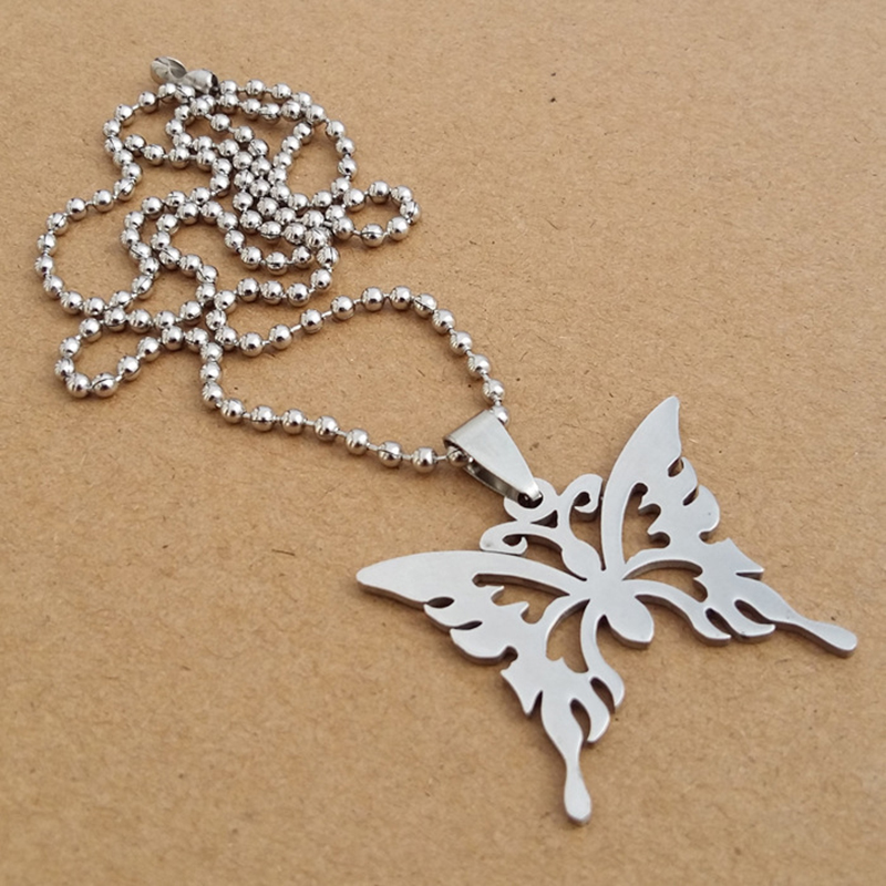 Lovely Beautiful Minimalist Hollow Butterfly Shape Pendant Necklace 316L Stainless Steel Pendants Jewelry Women/Men Necklace
