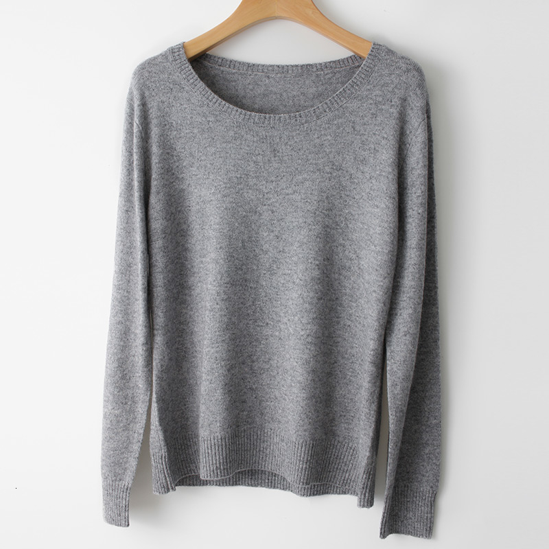 Spring Winter O-neck Cashmere Wool Sweater JECH Autumn Women Solid Big Long Sleeve Pullovers Jumper Knitted Sweaters Plus Size V191129