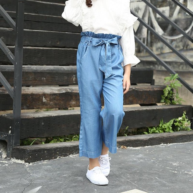 2019 New Kids Girl Waistband Solid Jeans Leggings Teen Girl Loose Wide Leg Pants Children Clothes High Waist Denim Trousers, Blue
2019 New Kids Girl Waistband Solid Jeans Leggings Teen Girl Loose Wide Leg Pants Children Clothes High Waist Denim Trousers, Blue
