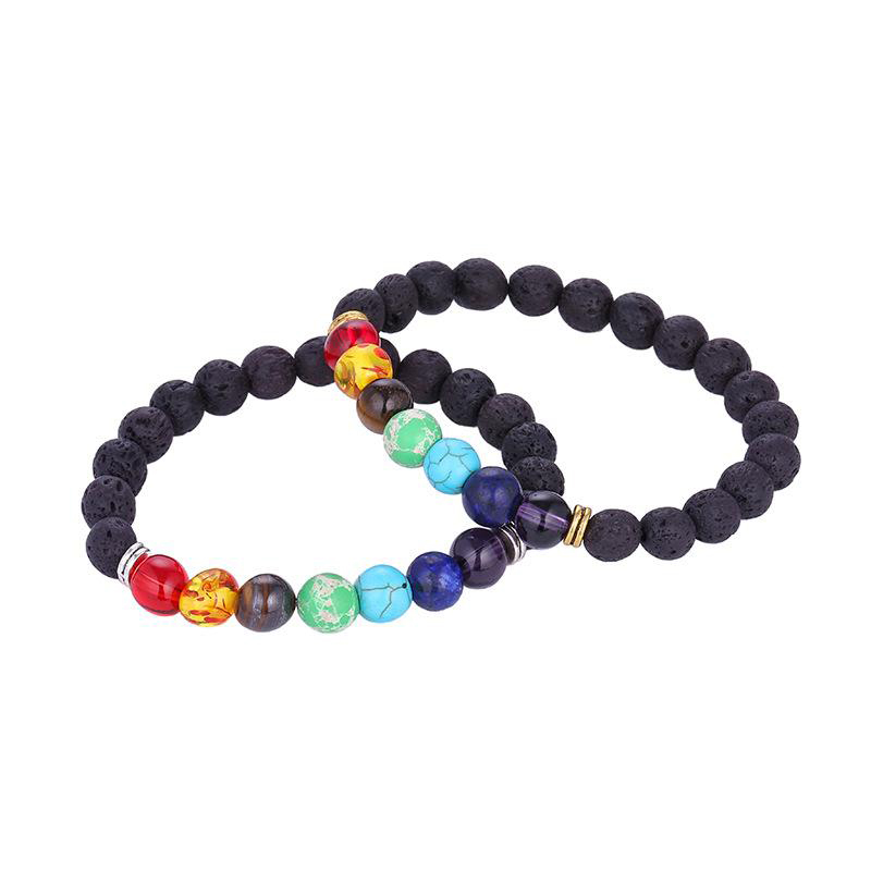 Fashion Natural Lava Rock bracelets 7 chakra stone charm Essential Oil Diffuser beads chain Bangle For women Men handmade Jewelry Bulk