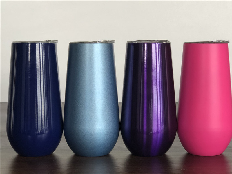 16 Colors Options 6oz Stemless Wine tumbler 16 COLOR Stainless Steel Egg Tumbler Coffee Mug wine cocktail ice cream