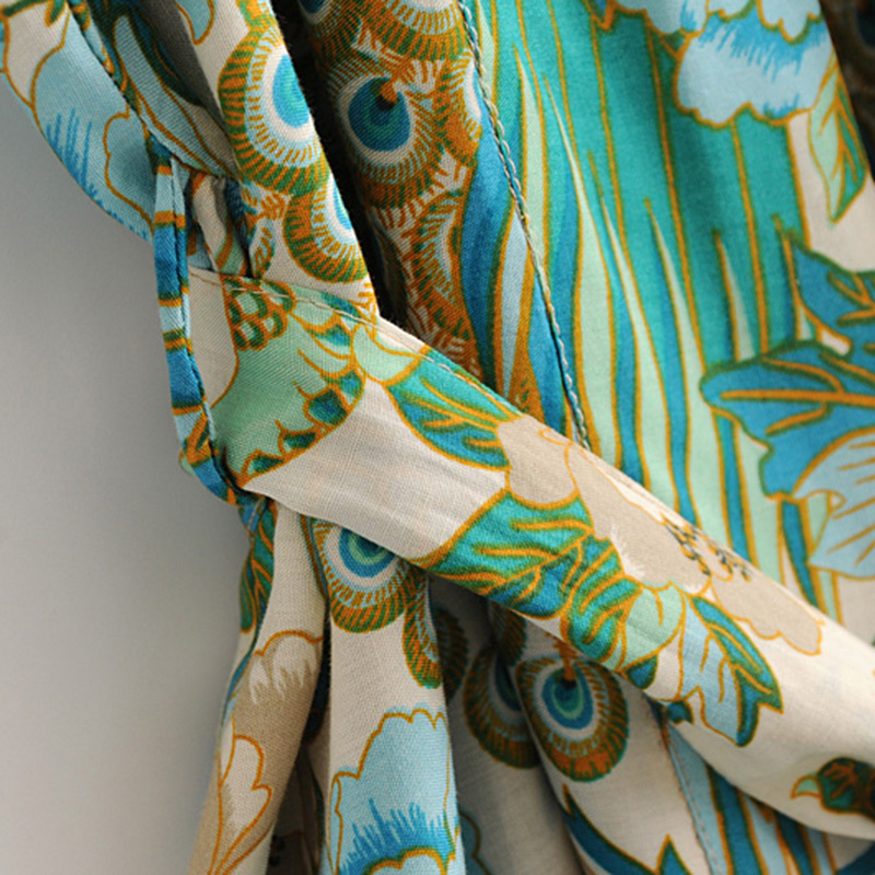 Boho Summer blouses Beach Vintage Bird Floral Print Sashes Kimono Women 2022 New Fashion Cardigan Ladies Blouses Casual Blusas Mujer