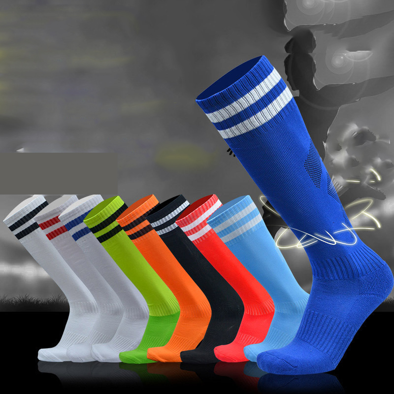 adult sport socks Towel Bottom Football Long Tube Moisture-absorbing Non-slip Sports Ball Socks Children's Football Striped Stockings