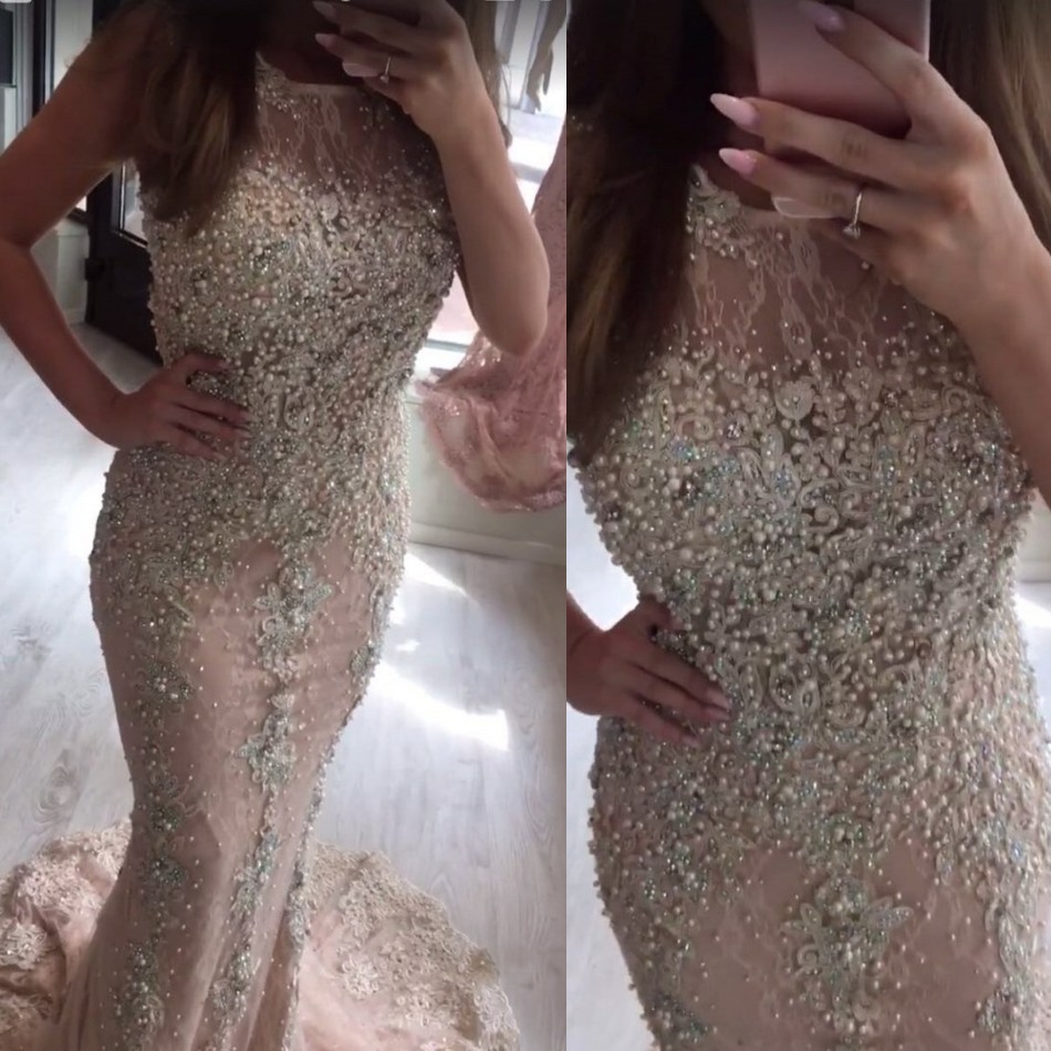 Luxury Lace Pearls Mermaid Evening Dresses Nude Pink Dubai Long Beaded Prom Gowns 2020 Custom Made Formal Dress Robe De Soiree, Gray
Luxury Lace Pearls Mermaid Evening Dresses Nude Pink Dubai Long Beaded Prom Gowns 2020 Custom Made Formal Dress Robe De Soiree, Gray