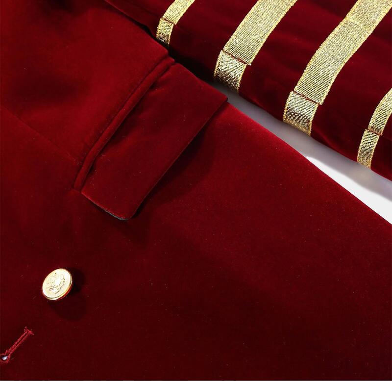 gentleman burgundy velvet gold embroidered tuxedo jacket fashion mens suits just one piece custom made mens coat