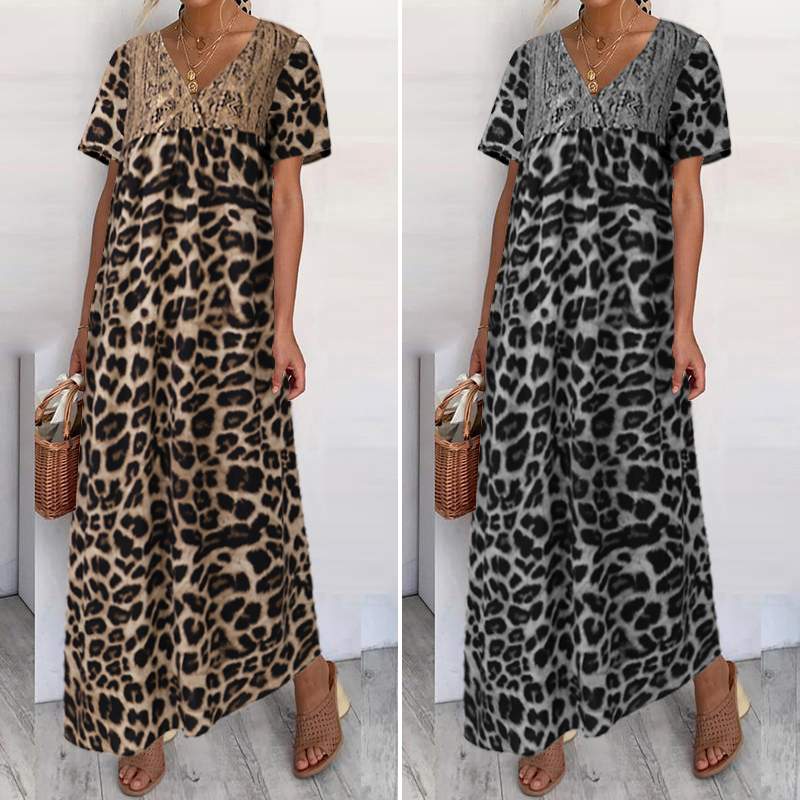 Celmia Bohemian Ruffles Lace Summer Sundress 5XL Women Maxi Dress Vintage Leopard Print Short Sleeve V neck Beach Long Sarafans, Dark grey
Celmia Bohemian Ruffles Lace Summer Sundress 5XL Women Maxi Dress Vintage Leopard Print Short Sleeve V neck Beach Long Sarafans, Dark grey
