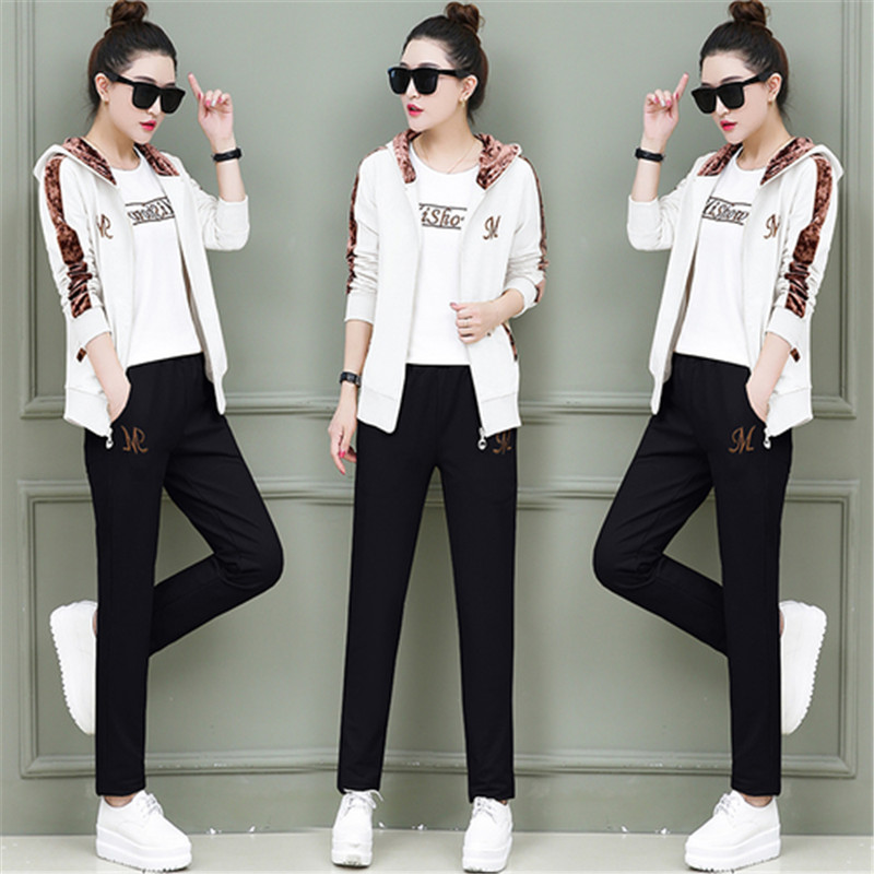 Womens Sports Suits Hooded Tops Tracksuit 3 Piece Set Women Sportswear Jogging Track Suit Women Sport Set Three Piece Female