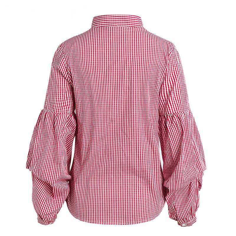 Women's Striped Long Sleeve Shirt Spring Blouse Casual V-Neck Office Top