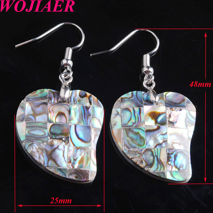 WOJIAER Earrings Natural Abalone Seashell Colorful Dangle Earring for Women Geometric Drop Pendants Jewelry Finding BV902
