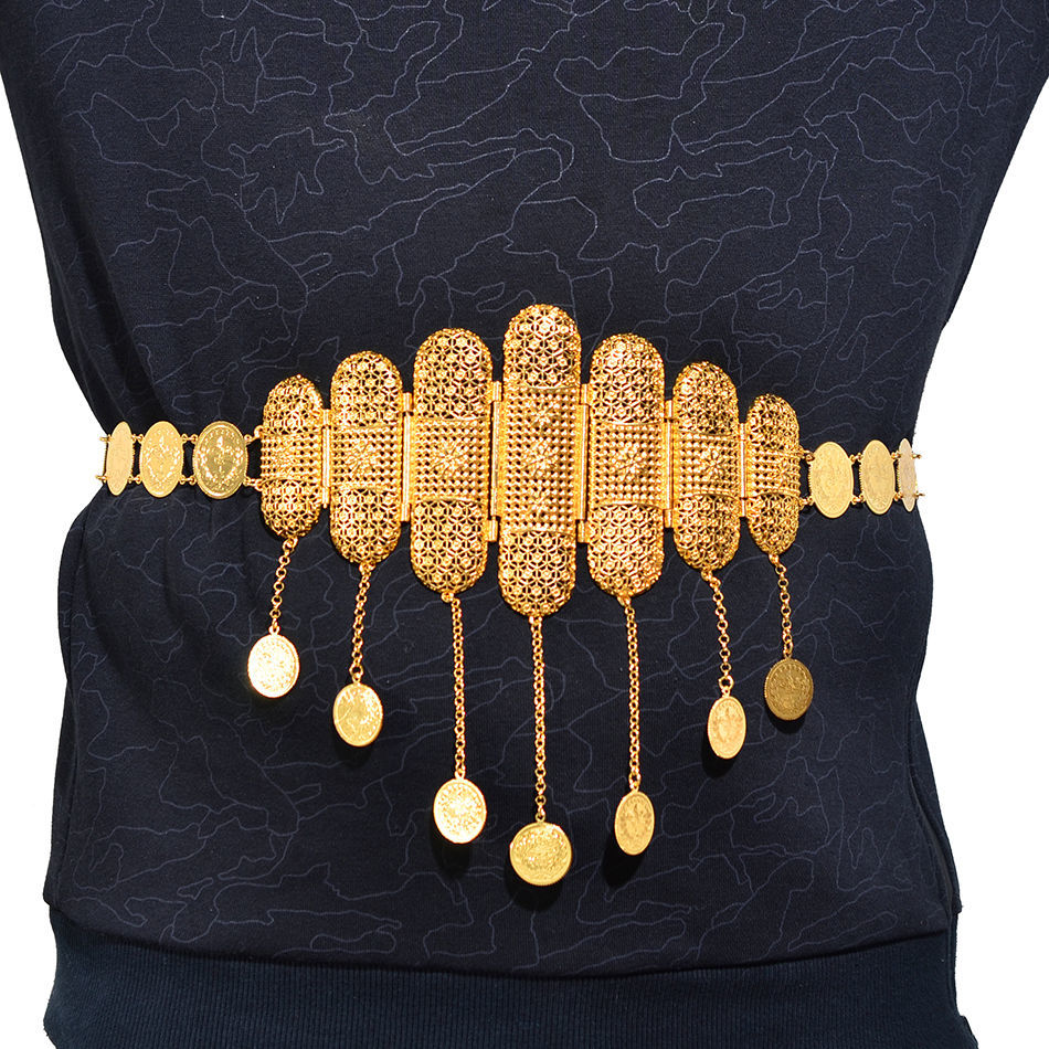 Anniyo Turkish Belly Chains Ethnic Turkey Coin Belt Chain Jewelry Middle East Iraqi Kurdistan Dubai Wedding Accessory #016601 T200508