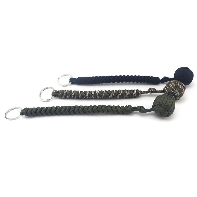 Outdoor Security Protection Black Monkey Fist Steel Ball Key Chain For Girl Camping Self Defense Lanyard Survival Broken Windows T