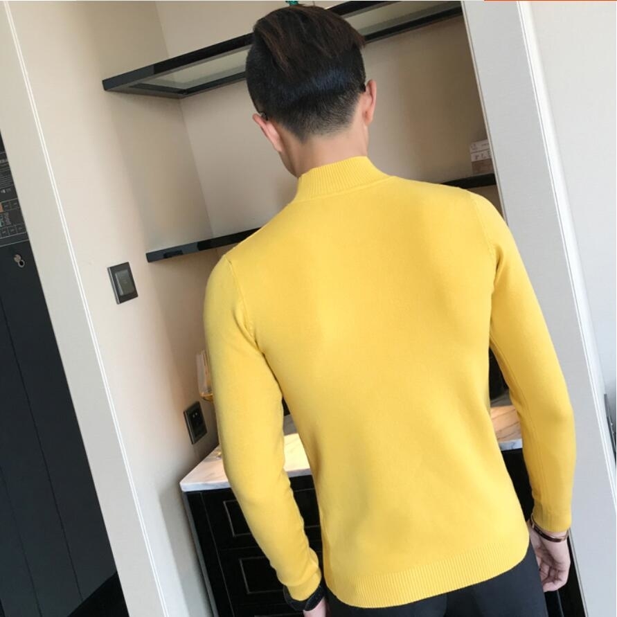 Fashion-2019 High-grade cashmere Winter Thick Warm Sweater Men Turtleneck Mens Sweaters Slim Fit Pullover Men Knitwear Double collar