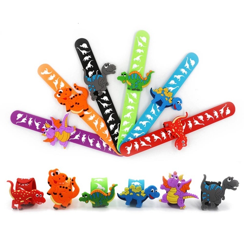 20 Pcs Lovely Animal Wristband Kids Rubber Bangle Cartoon Dinosaur Charm Bracelet Children Birthday Party Gift Wholesale