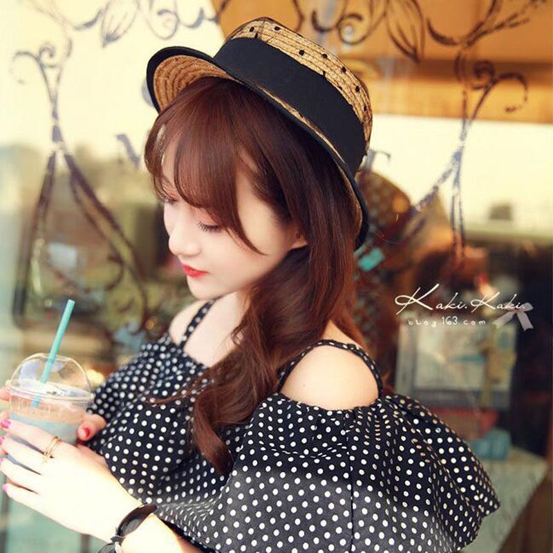 summer 100% good quality Flat Sun Hat Women's bow Straw Hats For Women Beach hat chapeau femme boater Gift D19011106