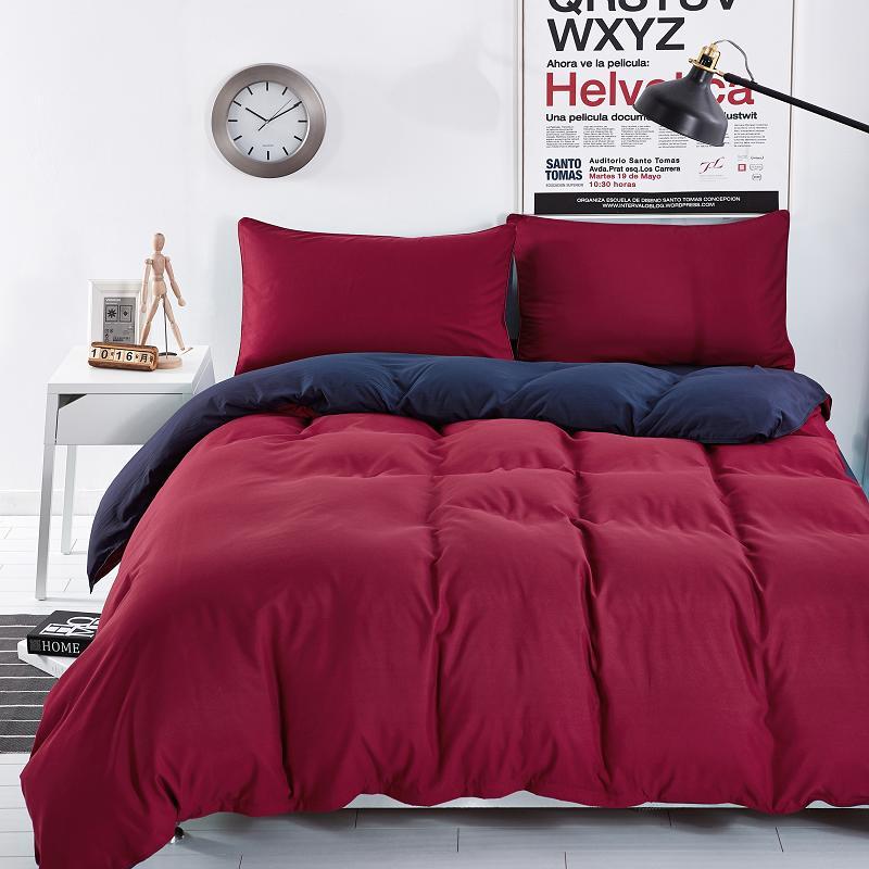 Bedding Sets Simple Color Lake Blue Striped Bed Sheet Duver Quilt Cover Pillowcase Soft Silver Gray King Queen Full Twin