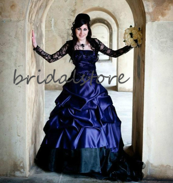 Victorian Masquerade Gothic Wedding Dresses With Lace Jacket Strapless Pleats Country Garden Church Wedding Gowns 2020 Hochzeitskler
