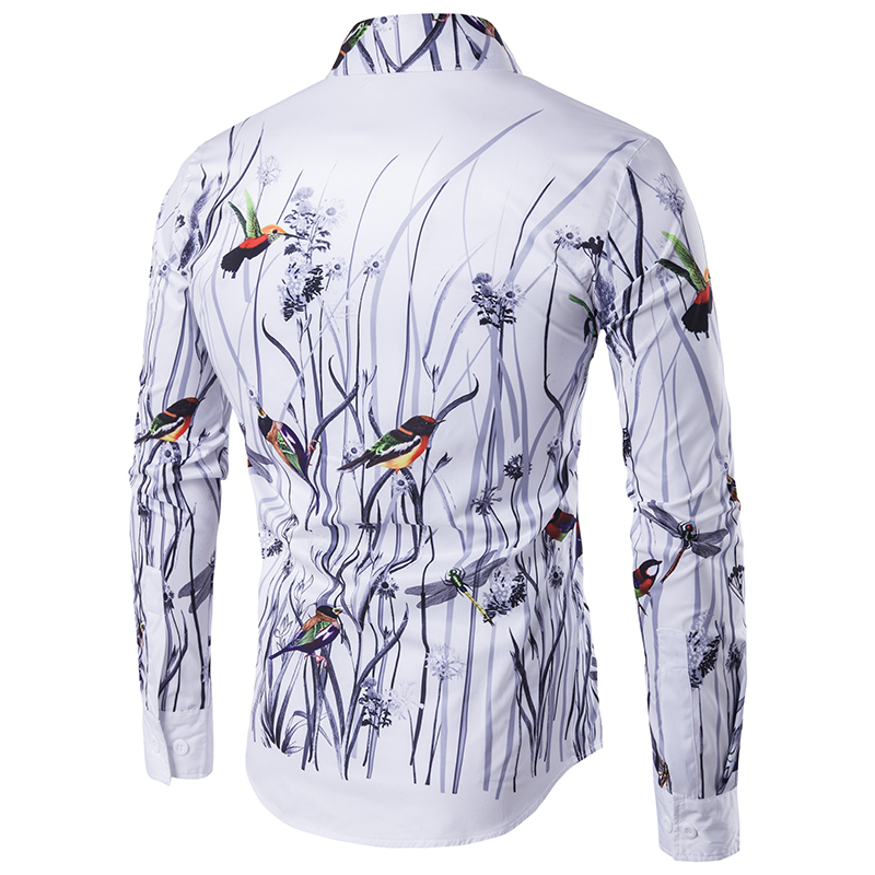 Plus size men's casual colour shirt ink splash paint color slim shirts leisure 6 personality color long sleeve Shirt
