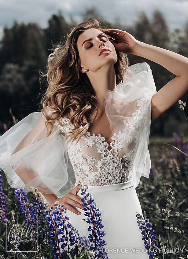 country florence mermaid wedding dresses lace appliques trumpet sleeve satin floor length bridal gowns plus size beach wedding dress