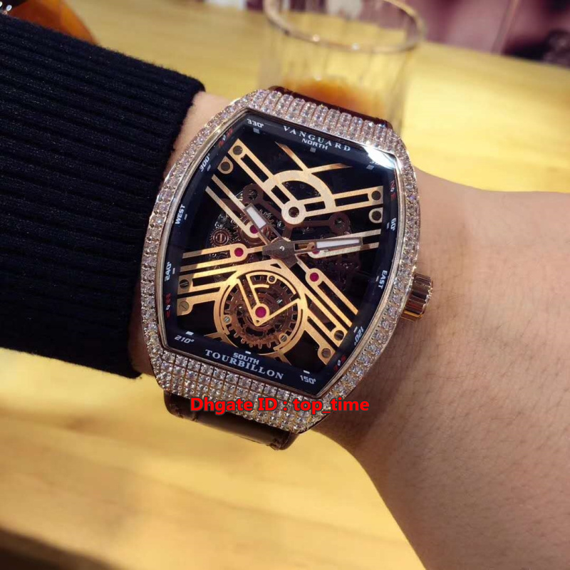 5 style Vanguard Automatic Mens Watch V 45 S6 SQT NR Rose Gold Diamond case Skeleton Dial Leather&Rubber Strap Gents Sport Watches
5 style Vanguard Automatic Mens Watch V 45 S6 SQT NR Rose Gold Diamond case Skeleton Dial Leather&Rubber Strap Gents Sport Watches
