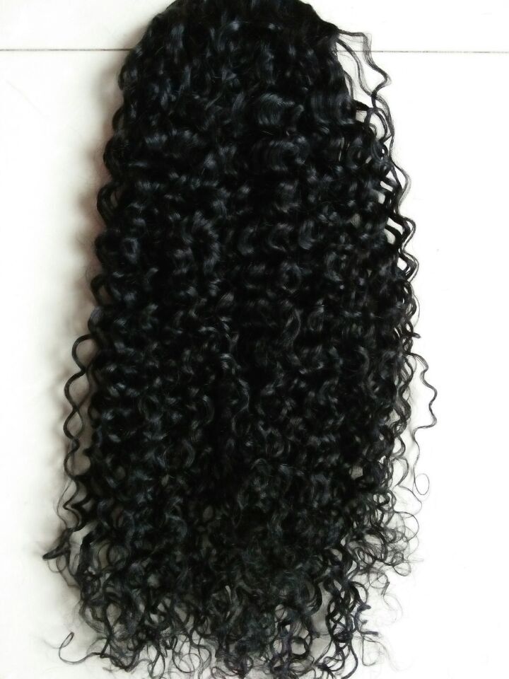 WANG kinky curly human ponytails clip in drawing ponytail hairpiece 100g-160g curly human ponytail hair extension for black woman