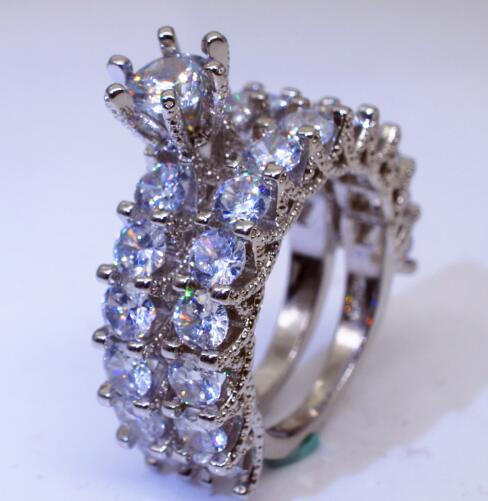 Ailend accepts custom jewelry crystal ring set European and American inlaid rhinestone fashion pair ring female party gift