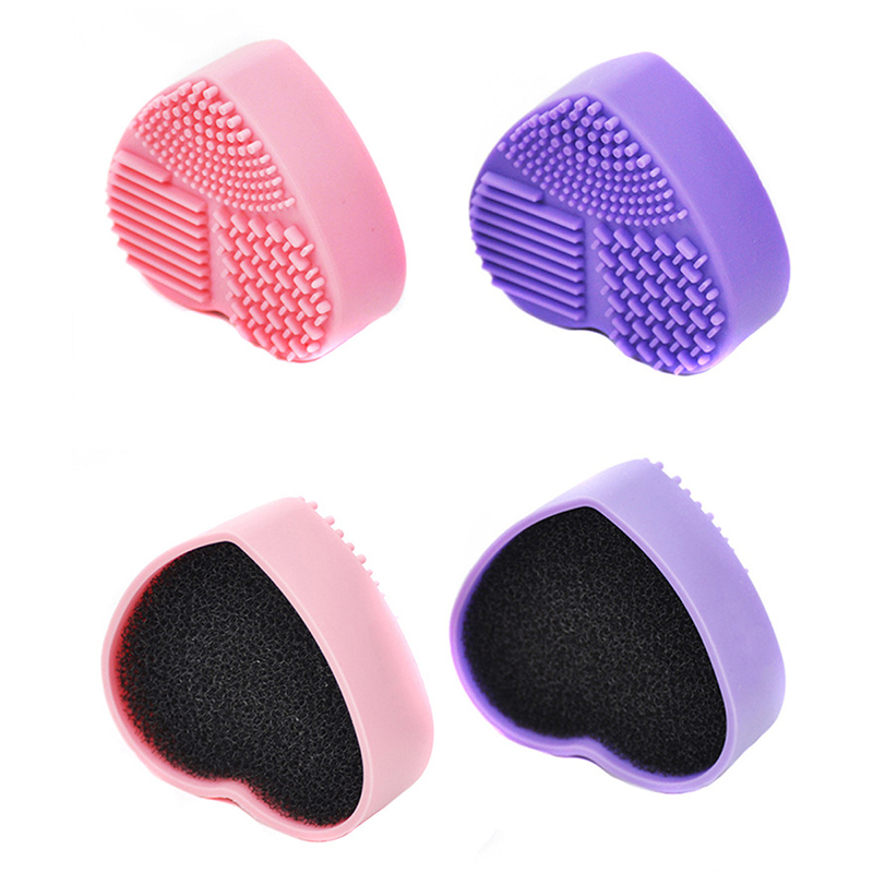 Silicone Makeup Brush Cleaner Dual Use for Dry and Wet Activated Carbon Sponge Cosmetic Beauty Cleaning Mat Heart and Bear Shape