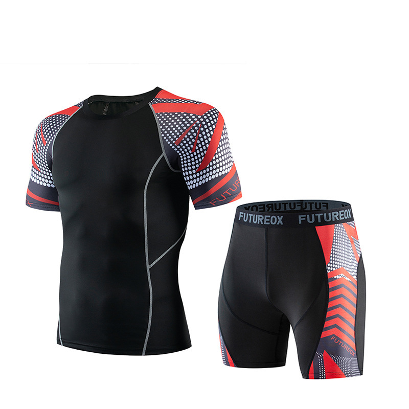 Wholesale- Set Men Running Suits T-Shirt Jogging Fitness Sports Sets Shirt Pants Gym Workout Tights Outdoor sportwear Clothes, Gy04
Wholesale- Set Men Running Suits T-Shirt Jogging Fitness Sports Sets Shirt Pants Gym Workout Tights Outdoor sportwear Clothes, Gy04