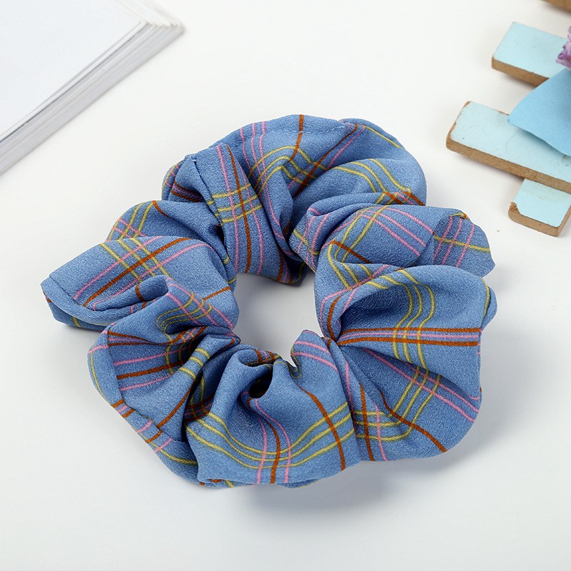 Women Lady Girl Gingham Plaid Hair Scrunchy Headband Ring Elastic Hair Bun rope Sports Dance Scrunchie Soft chiffon Hair bands FJ3358