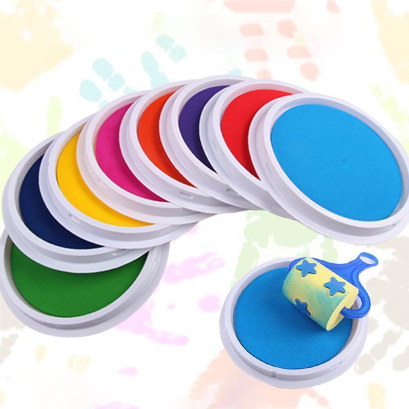 Large Round coloring box DIY Ink Pad Stamp Finger Draw Painting Graffiti For Kids Children Creativity Imagination Education toy Wholesale