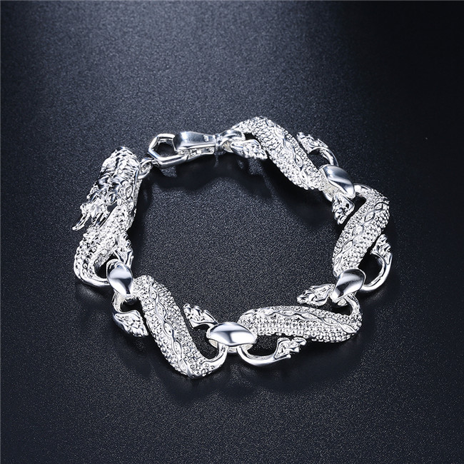 Hot sale best gift 925 silver Big White Dragon Bracelet - Men DFMCH036,brand new fashion 925 sterling silver plated Chain link bracelets