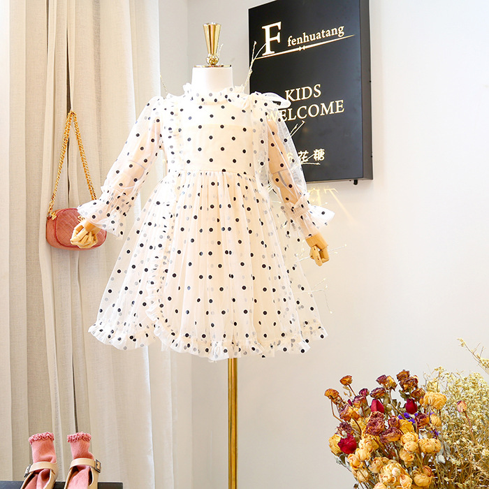Girls dresses kids lace gauze Dot princess Dress Children Long Sleeve Fashion Party Dress Spring New kid clothes, As photo
Girls dresses kids lace gauze Dot princess Dress Children Long Sleeve Fashion Party Dress Spring New kid clothes, As photo